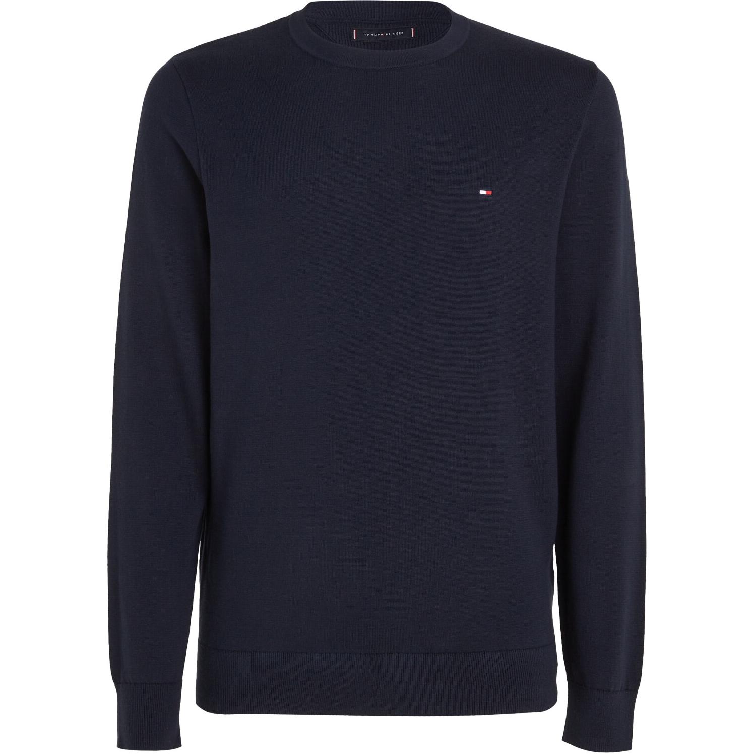Tommy Hilfiger Solid Crewneck Slim-Fit Logo Sweatshirt Navy Blue MW0MW32026-DW5