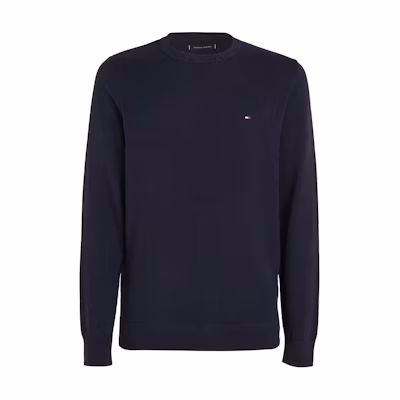 Tommy Hilfiger Solid Crewneck Slim-Fit Logo Sweatshirt Navy Blue MW0MW32026-DW5