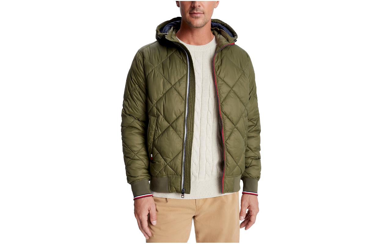 Tommy Hilfiger Solid Green Slim-Fit Hoodie Jacket Long Sleeve 78J9385-RBN