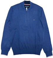 Tommy Hilfiger Solid Half-Zip Mock Neck Sweatshirt Blue 78J2123-420 Tommy Hilfiger Solid Half-Zip Mock Neck Sweatshirt Blue 78J2123-420