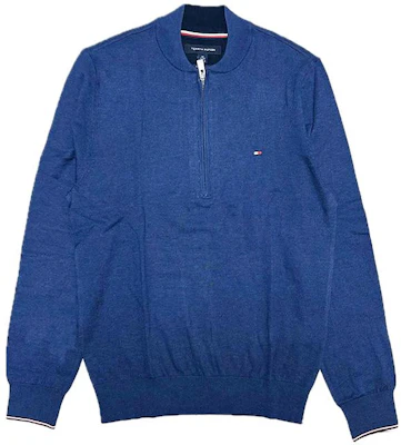 Tommy Hilfiger Solid Half-Zip Mock Neck Sweatshirt Blue 78J2123-420 Buy Tommy Hilfiger Solid Half-Zip Mock Neck Sweatshirt Blue 78J2123-420