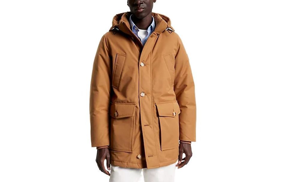 Tommy Hilfiger Solid Khaki Hooded Long Sleeve Jacket-Coat MW32779-GWJ