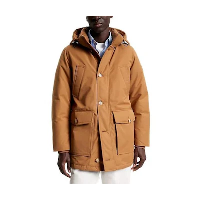 Tommy Hilfiger Solid Khaki Hooded Long Sleeve Jacket-Coat MW32779-GWJ
