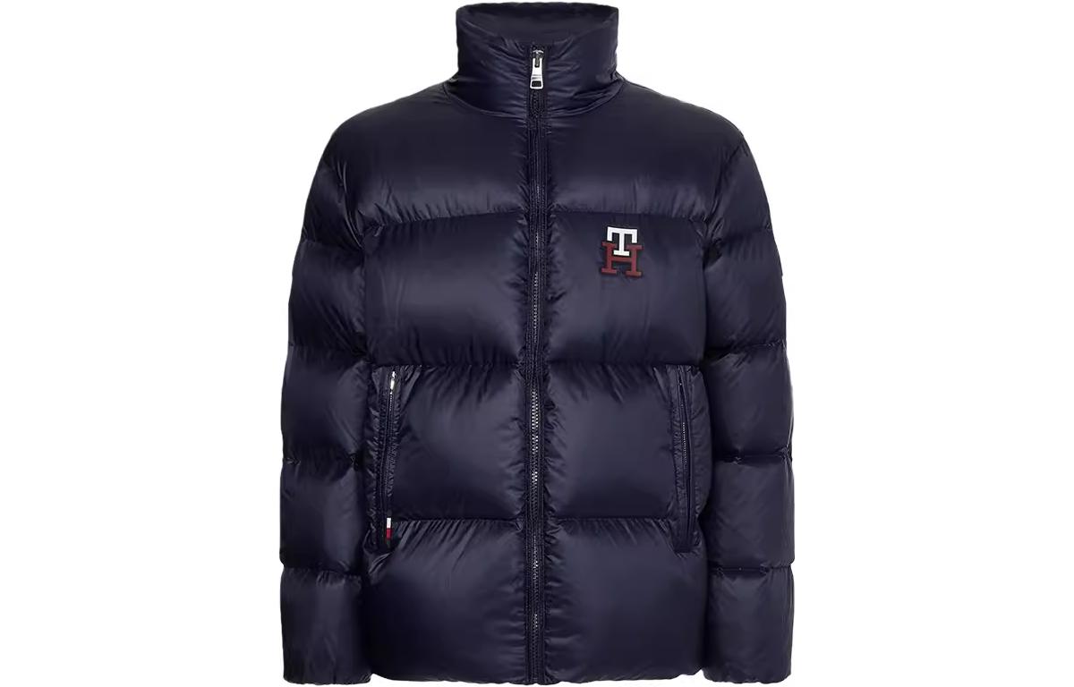 Tommy Hilfiger Solid Letter Print Zip Jacket Navy Blue MW0MW27684-DW5