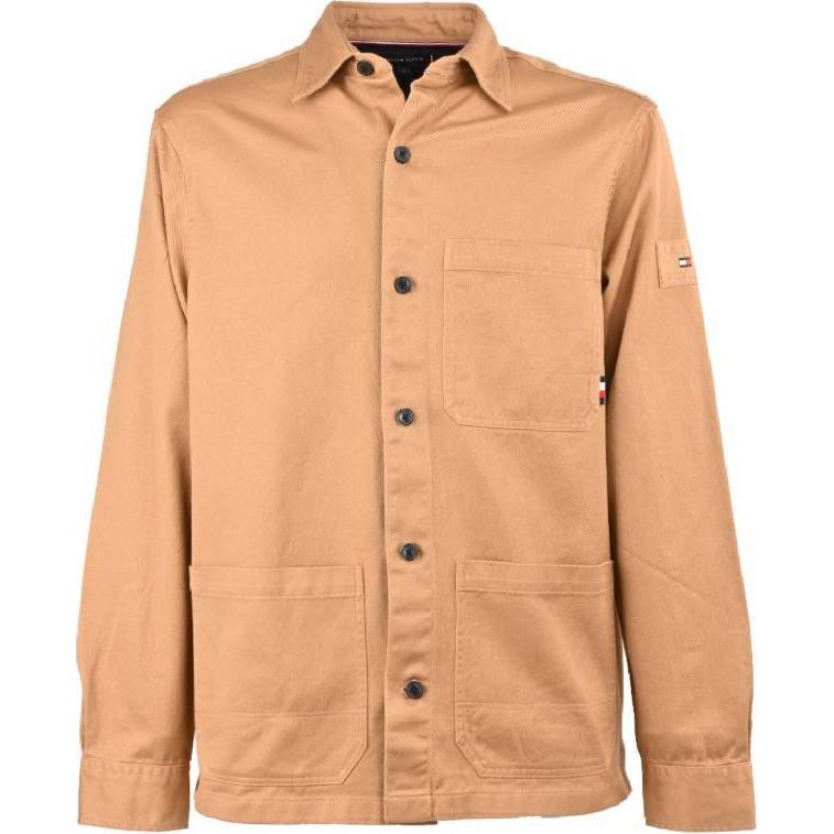 Tommy Hilfiger Solid Logo Collared Shirt Jacket - Khaki FMW0MW31773-RBL