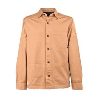 Tommy Hilfiger Solid Logo Collared Shirt Jacket - Khaki FMW0MW31773-RBL