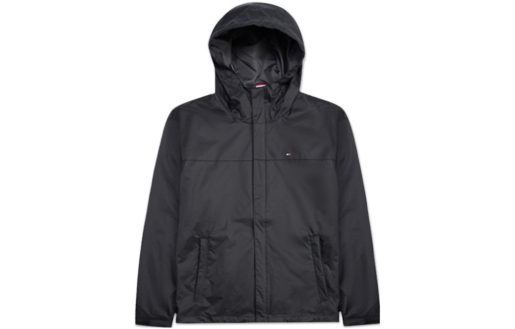 Tommy Hilfiger Solid Logo Embroidered Waterproof Windbreaker Jacket Black Men 156AP010-BLACK