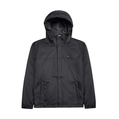 Tommy Hilfiger Solid Logo Embroidered Waterproof Windbreaker Jacket Black Men 156AP010-BLACK