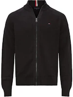 Tommy Hilfiger Solid Logo Embroidered Zip Cardigan Black Sweater 78J9322-001 Tommy Hilfiger Solid Logo Embroidered Zip Cardigan Black Sweater 78J9322-001