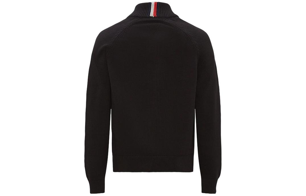 Lookbook Tommy Hilfiger Cardigan Rajut Hitam Logo Bordir Solid Zip Sweater 78J9322-001