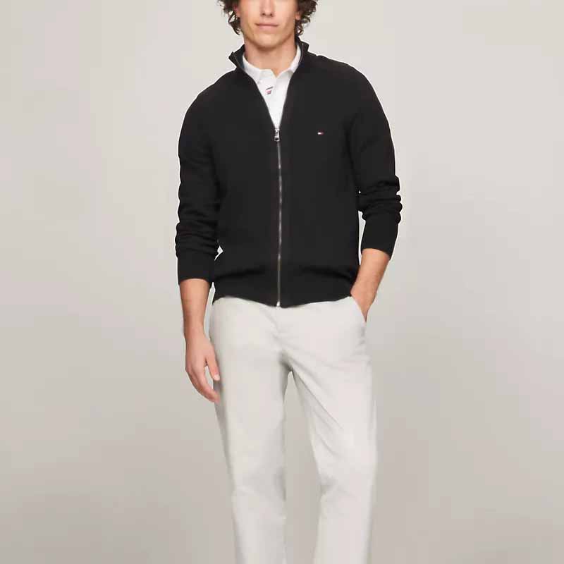 Purchase Tommy Hilfiger Cardigan Rajut Hitam Logo Bordir Solid Zip Sweater 78J9322-001