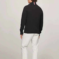 Details for Tommy Hilfiger Solid Logo Embroidered Zip Cardigan Black Sweater 78J9322-001