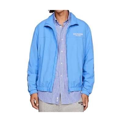 Tommy Hilfiger Solid Logo Print Slim Fit Hoodie Jacket Light Blue MW33728-C30