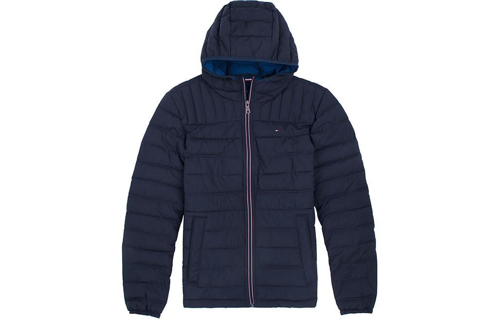 Tommy Hilfiger Solid Logo Quilted Zip Jacket Navy Blue 157AN396-NUY