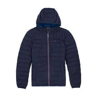 Tommy Hilfiger Solid Logo Quilted Zip Jacket Navy Blue 157AN396-NUY