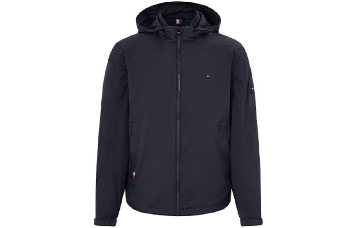 Tommy Hilfiger Solid Navy Blue Hooded Jacket MW0MW25232-DW5