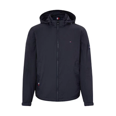 Tommy Hilfiger Solid Navy Blue Hooded Jacket MW0MW25232-DW5