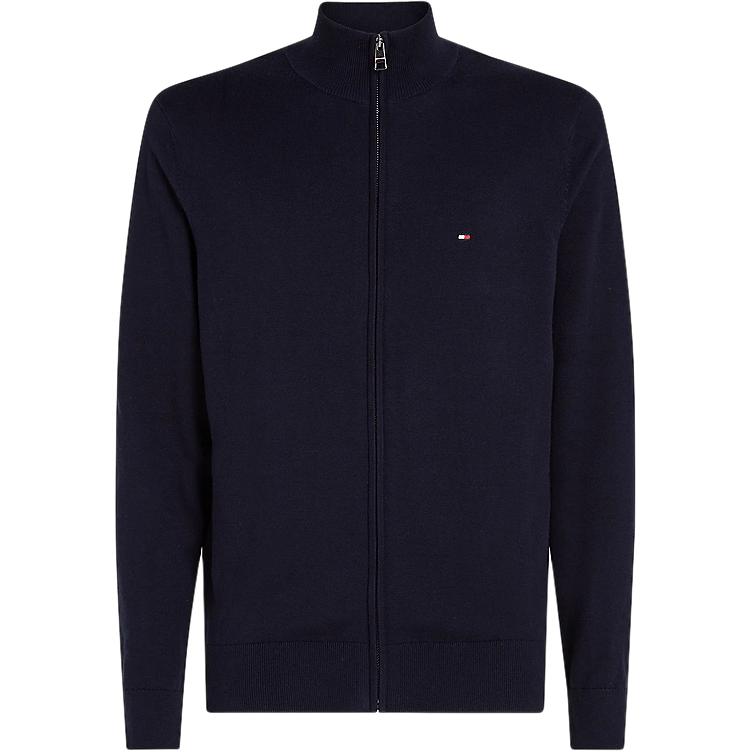 Tommy Hilfiger Solid Navy Blue Stand Collar Zip-Up Jacket for Men MW0MW22747-DW5