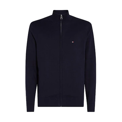 Tommy Hilfiger Solid Navy Blue Stand Collar Zip-Up Jacket for Men MW0MW22747-DW5