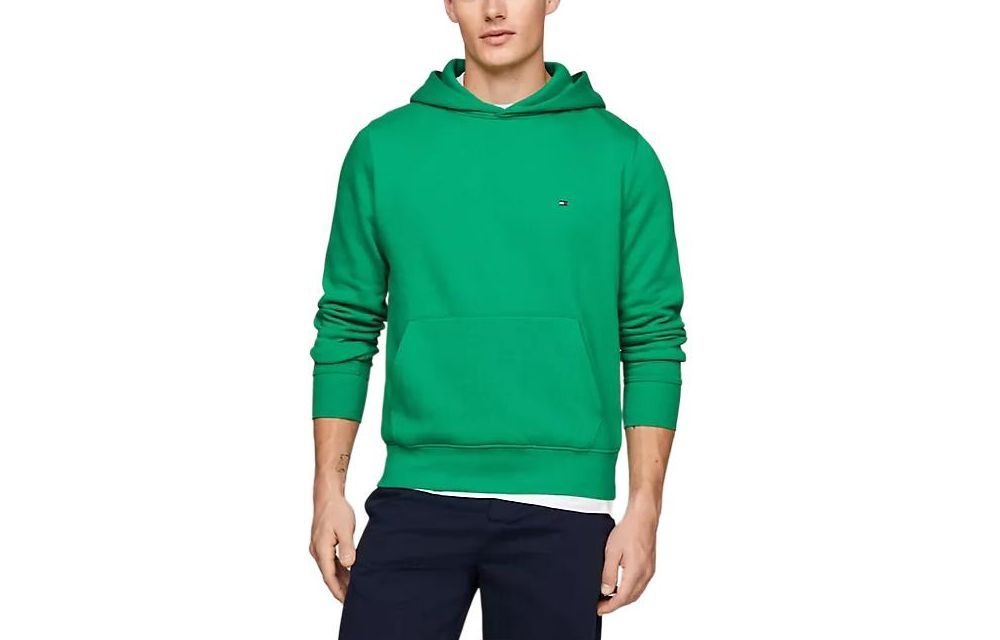 Tommy Hilfiger Solid Olympic Green Hoodie with Print & Embroidery MW34266-L4B