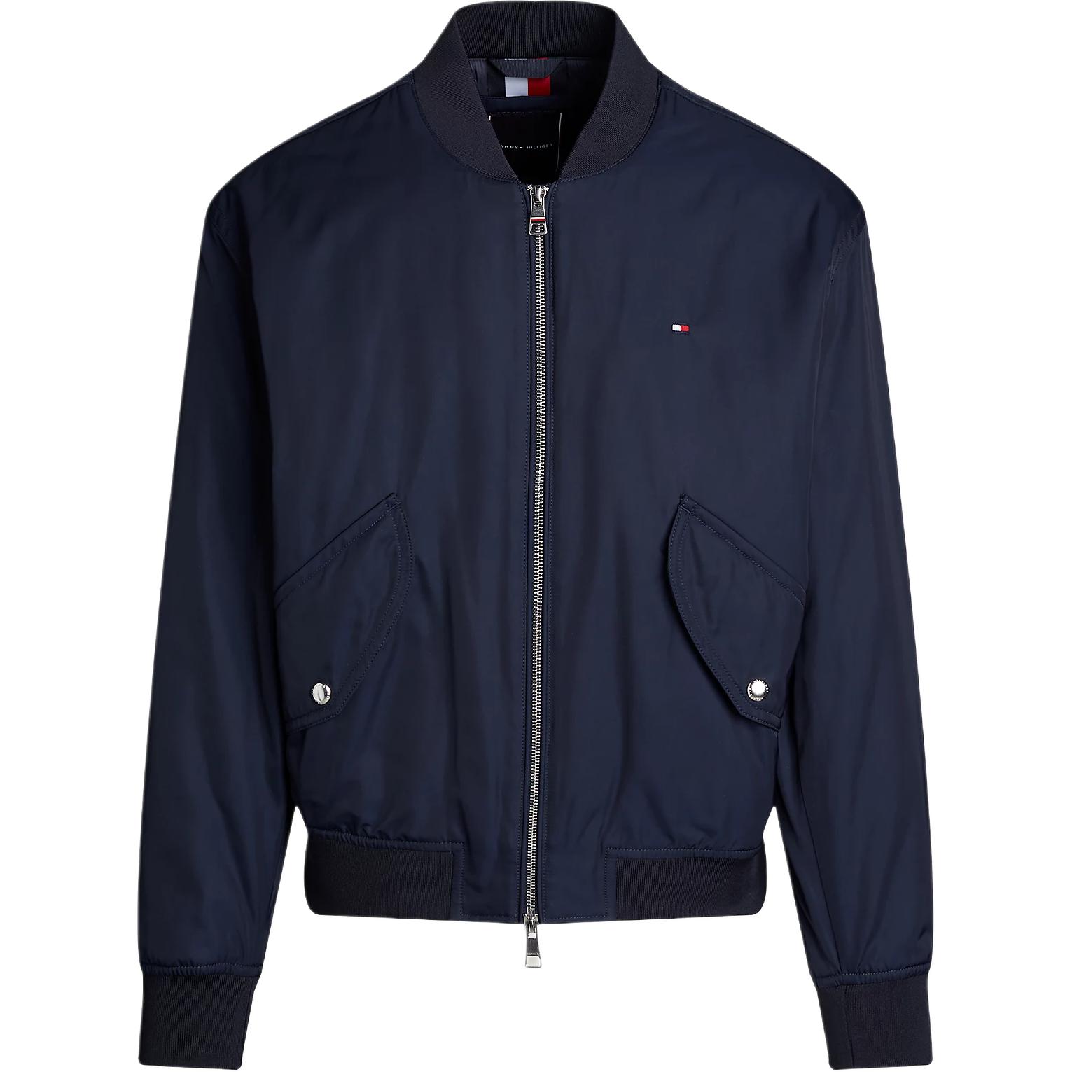 Tommy Hilfiger Solid Ribbed Trim Zip-Up Jacket Blue MW0MW36592-DW5