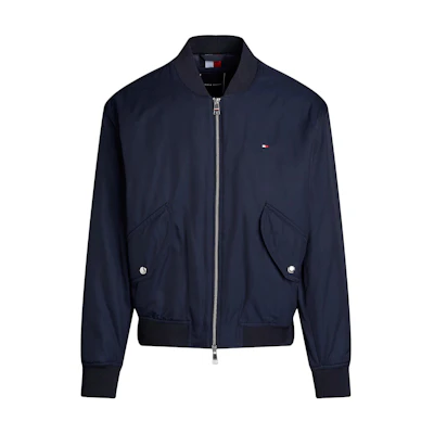 Tommy Hilfiger Solid Ribbed Trim Zip-Up Jacket Blue MW0MW36592-DW5