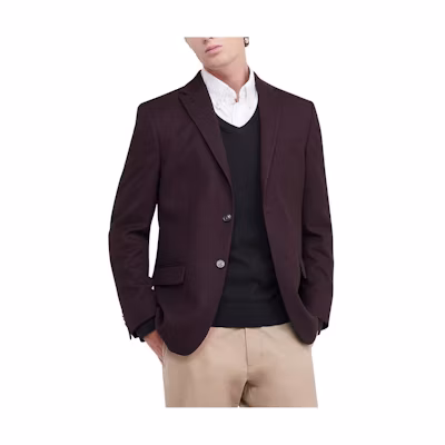 Tommy Hilfiger Solid Single-Breasted Purple Jacket Mens TX002777-645