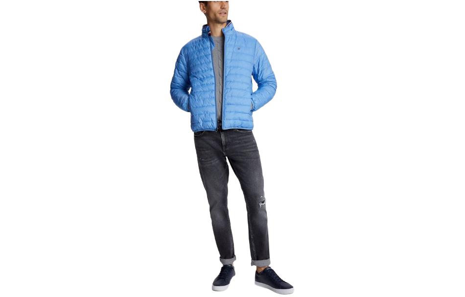 Tommy Hilfiger Solid Zipper Stand-Collar Lightweight Jacket Blue Winter 78J6192-KKY