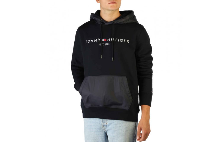 Tommy Hilfiger SS22 Black Hoodie with Logo Print MW0MW25894DW5