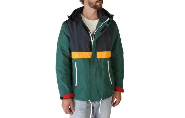 Tommy Hilfiger SS22 Colorblock Hooded Zip Jacket Green Mens Casual MW0MW07201301