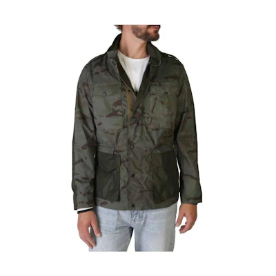 Tommy Hilfiger SS22 Green Camouflage Zip-Up High-Collar Jacket MW0MW04680390