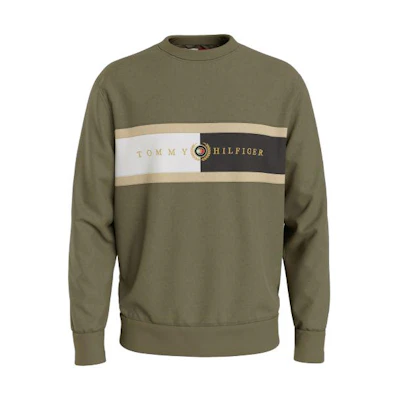 Tommy Hilfiger SS22 Logo Crewneck Sweatshirt Army Green MW0MW25058