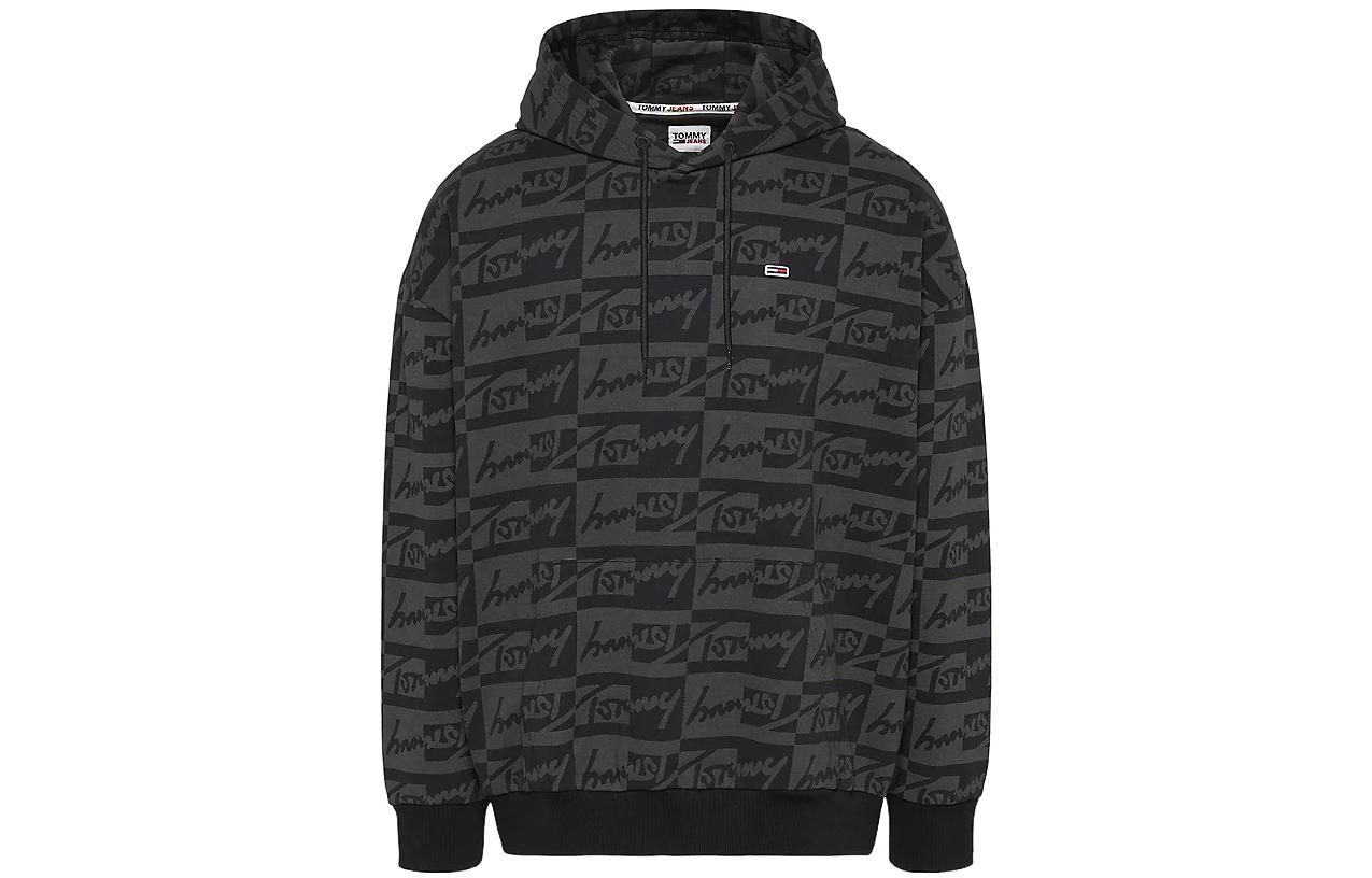 Tommy Hilfiger SS22 Logo Letter Print Pullover Hoodie Black DM0DM12947BDS