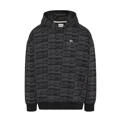 Tommy Hilfiger SS22 Logo Letter Print Pullover Hoodie Black DM0DM12947BDS