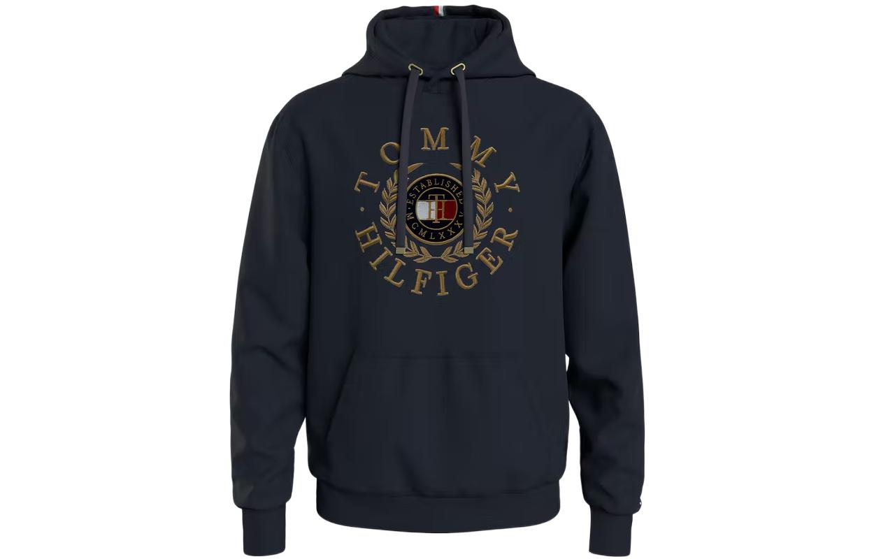 Tommy Hilfiger SS22 Logo Print Pullover Hoodie Blue - MW0MW24345-DW5