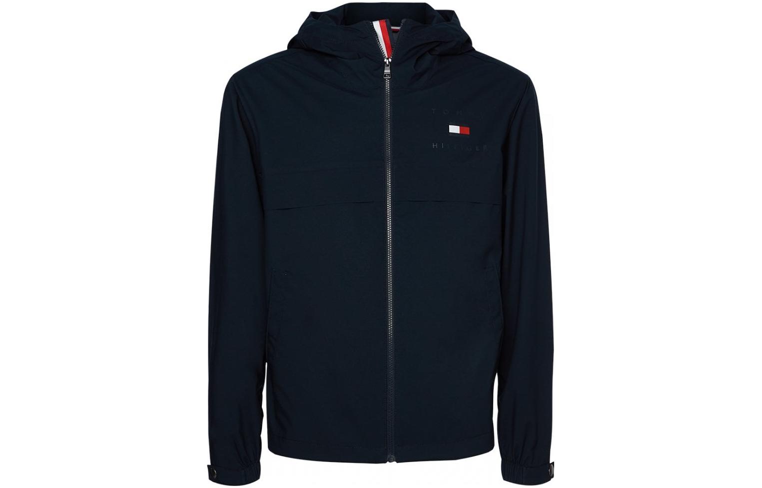 Tommy Hilfiger SS22 Solid Logo Embroidered Zip Hoodie Jacket Men’s Blue MW0MW13740DW5