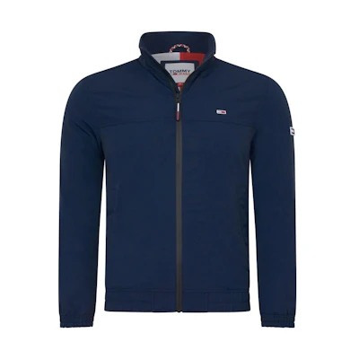 Tommy Hilfiger SS22 Solid Logo Patch Zip Bomber Jacket Navy Blue DM0DM12303C87BLU