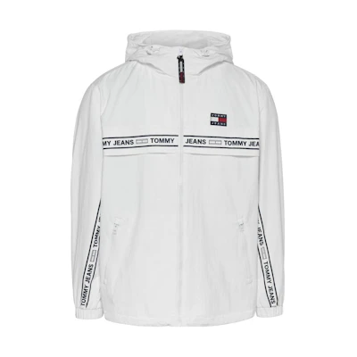Tommy Hilfiger SS22 Solid Logo Print Hooded Jacket White DM0DM13268YBRBIANCO