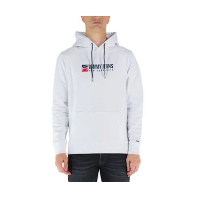 Tommy Hilfiger SS22 White Hoodie with Solid Color Letter Print DM0DM13878YBR