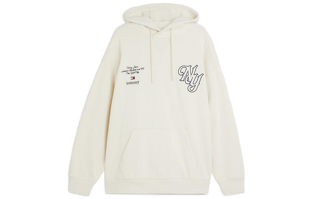 Tommy Hilfiger SS23 Back Logo Embroidered Pullover Hoodie Unisex Off-White DM0DM15488-ACH