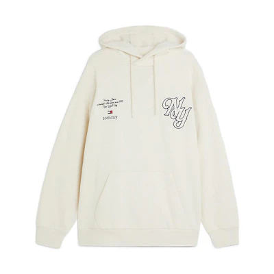 Tommy Hilfiger SS23 Back Logo Embroidered Pullover Hoodie Unisex Off-White DM0DM15488-ACH