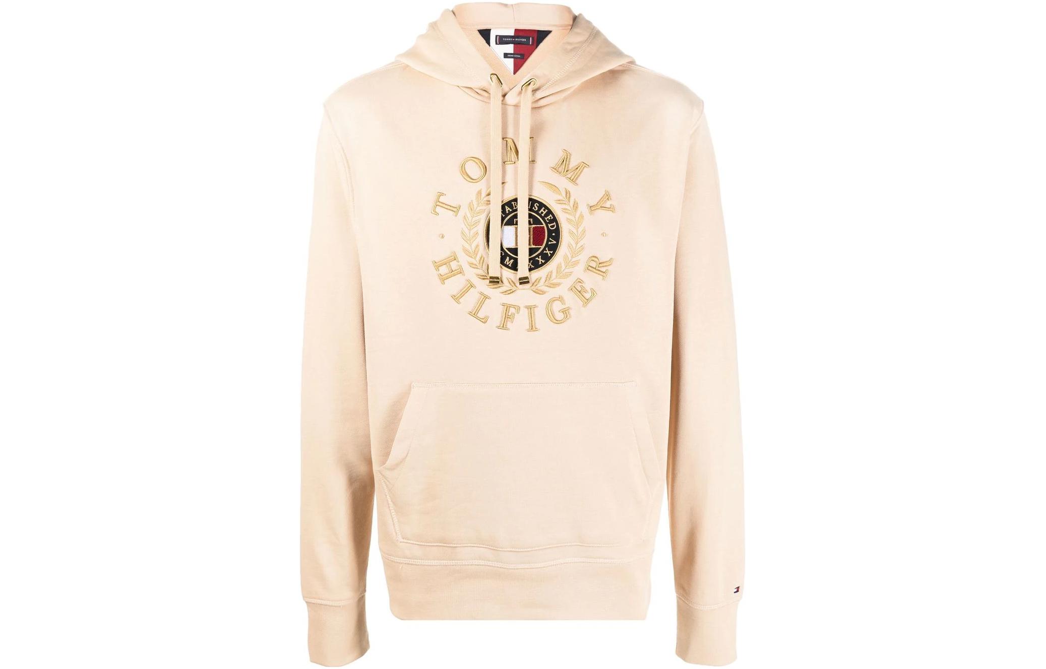 Tommy Hilfiger SS23 Beige Alphabet Print Pullover Hoodie Men MW0MW24345-AB3