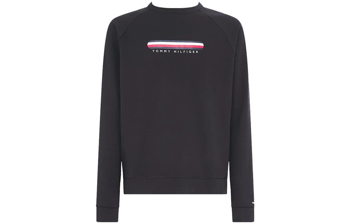 Tommy Hilfiger SS23 Black Crewneck Sweatshirt with Logo Print for Men UM0UM02363-BDS