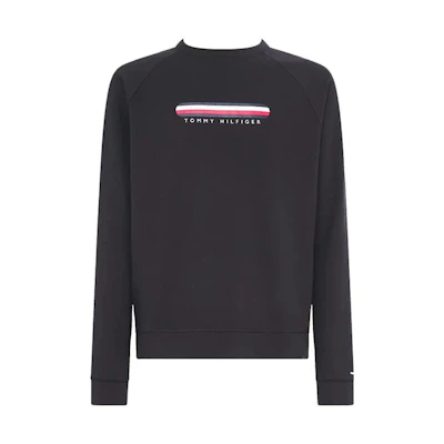 Tommy Hilfiger SS23 Black Crewneck Sweatshirt with Logo Print for Men UM0UM02363-BDS