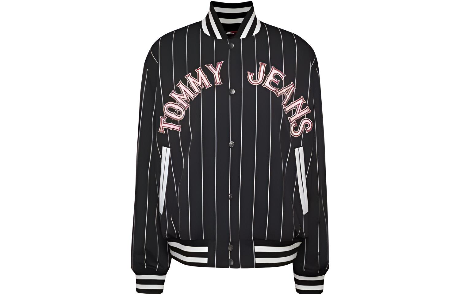 Tommy Hilfiger SS23 Casual Striped Button-Up Jacket Black Long Sleeve DM0DM1591743654