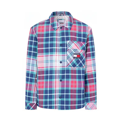 Tommy Hilfiger SS23 Colorblock Embroidered Long-Sleeve Jacket Multi-Check Men DM0DM15630