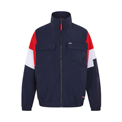 Tommy Hilfiger SS23 Colorblock Logo Print Jacket Navy Blue DM0DM13058-C87