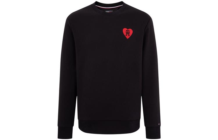 Tommy Hilfiger SS23 Heart Embroidered Oversized Crewneck Sweatshirt Unisex Black MW0MW32372-BDS