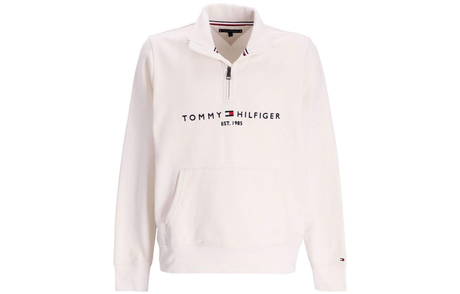Tommy Hilfiger SS23 Letter Print Fleece Quarter-Zip Sweatshirt Men’s Off-White FMW0MW20954-YBI