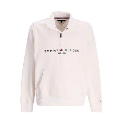 Tommy Hilfiger SS23 Letter Print Fleece Quarter-Zip Sweatshirt Men’s Off-White FMW0MW20954-YBI